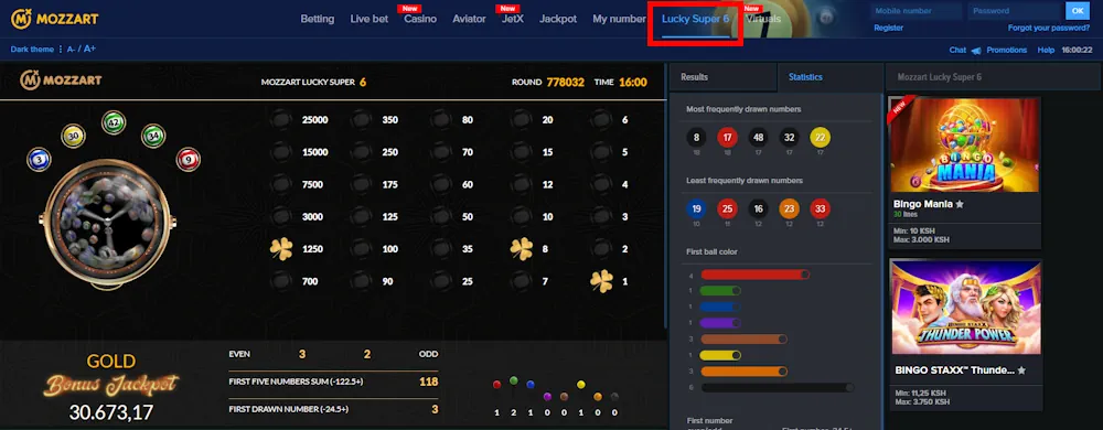 MozzartBet Bingo Casino Games Screenshot